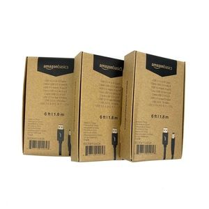 3 New USB Printer cords Amazon basics 6 feet 1.8 m